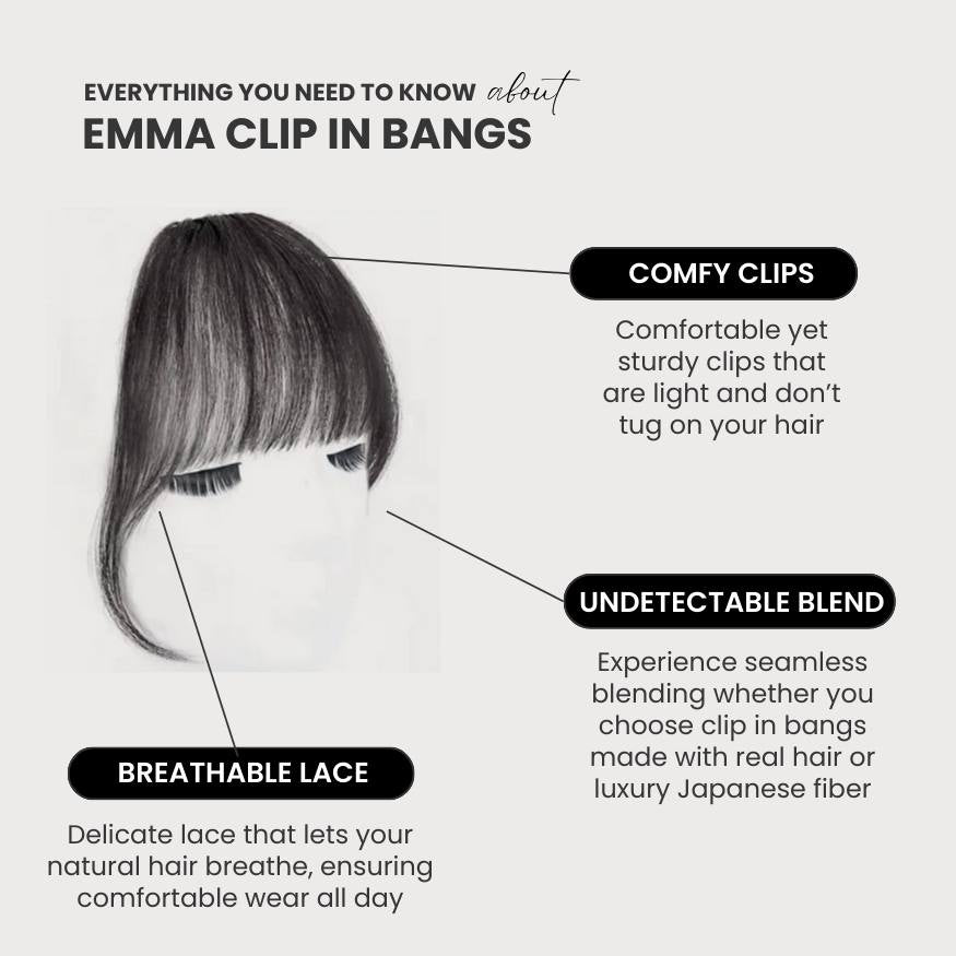 EMMA - Clip in Bangs (Luxury Japanese Fiber or 100% Real Hair)