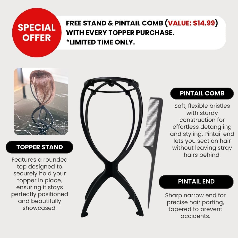 ELEANOR - Topper Cover (Dyeable Real Hair) with FREE Stand & Comb Set (ends May 7)