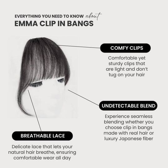 EMMA - Clip in Bangs (Luxury Japanese Fiber or 100% Real Hair)